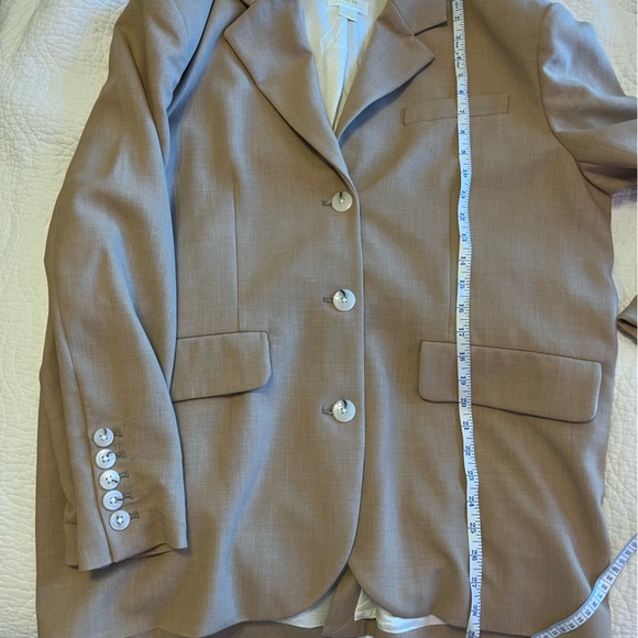 Anthropologie Maeve Oversized Blazer Jacket Pockets Menswear Neutral Beige XS/S - Picture 13 of 16